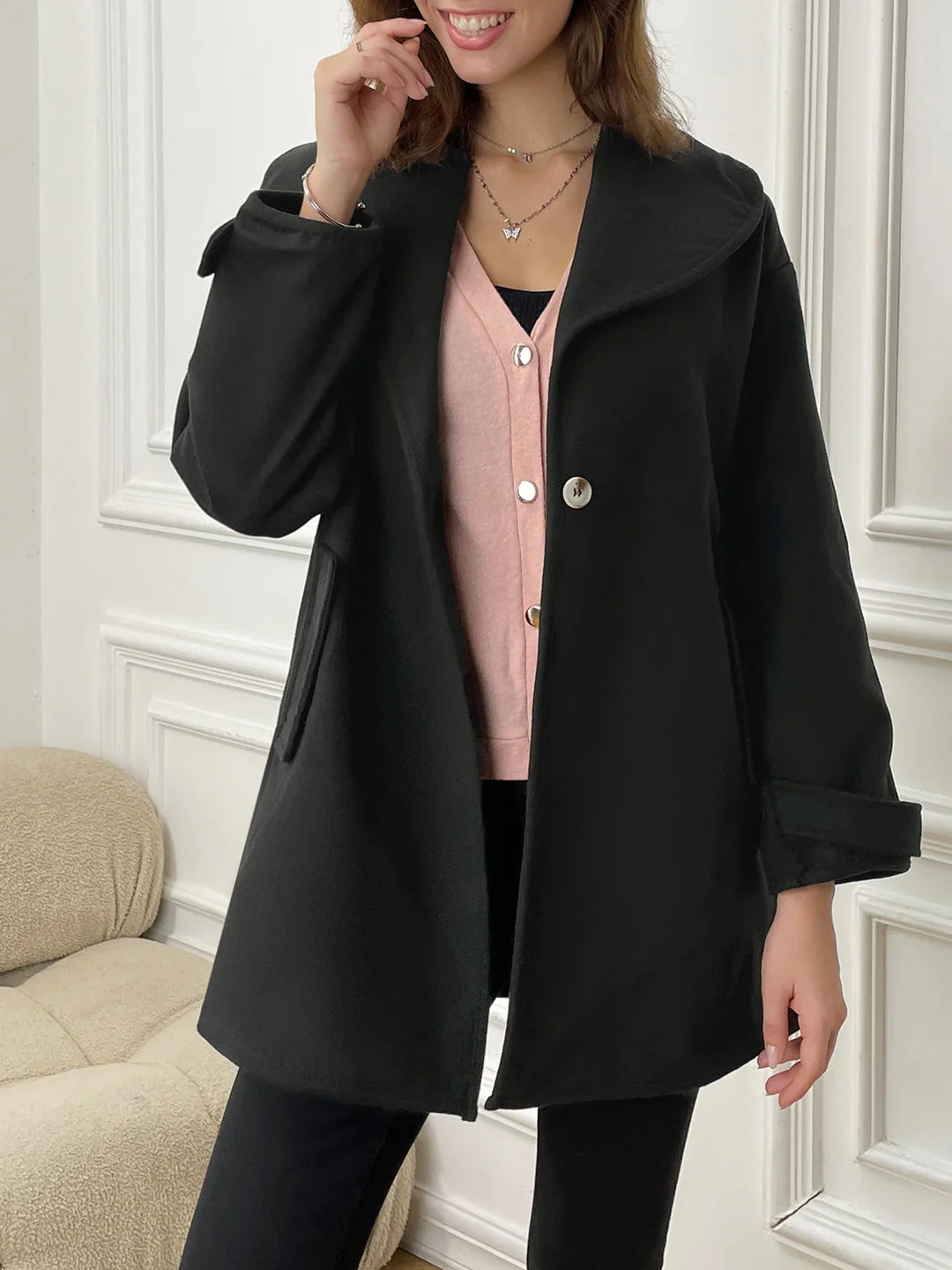 Synthie | Manteau Long à Col Châle