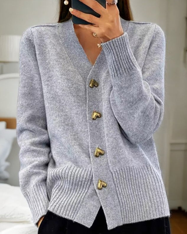 Adèle | Cardigan Elégant Avec Boutons en Forme de Cœur