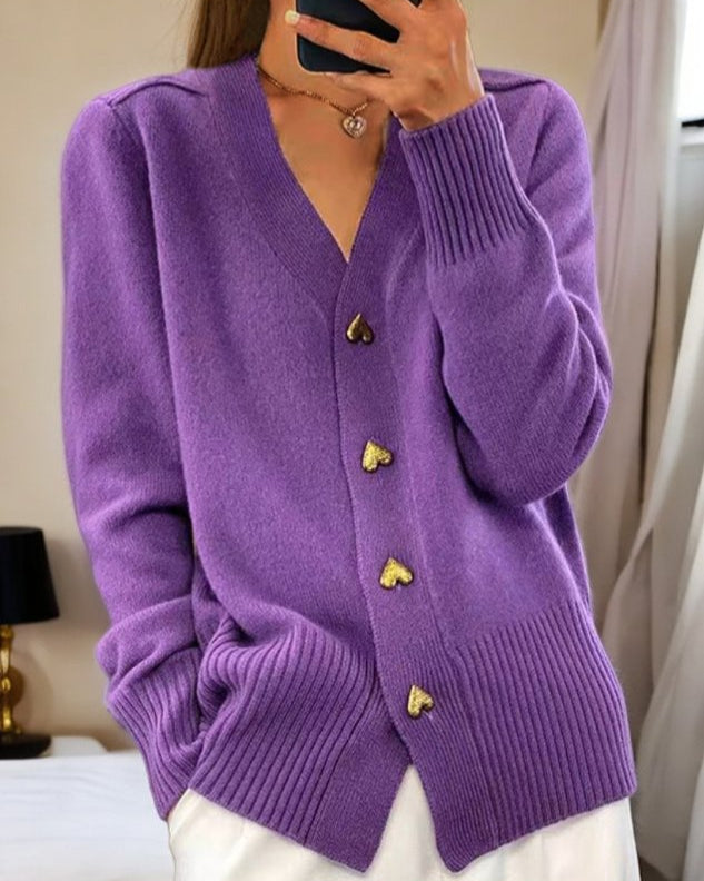 Adèle | Cardigan Elégant Avec Boutons en Forme de Cœur